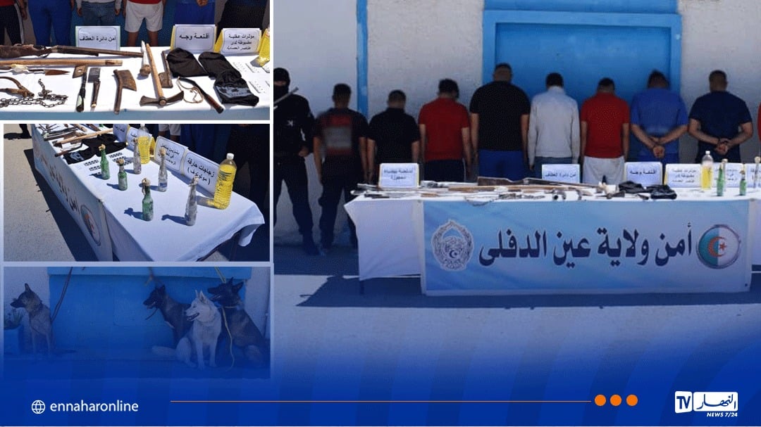 عين الدفلى.. الإطاحة بعصابة خطيرة تتكون من 21 شخصا وحجز أسلحة بيضاء بالعطاف